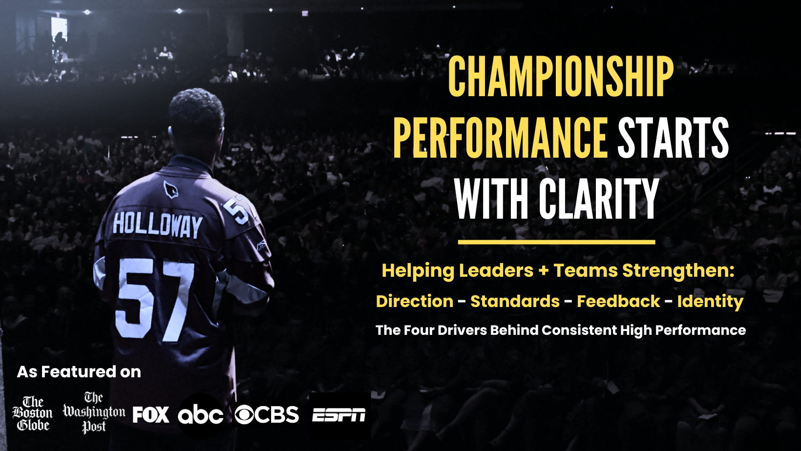 Leadership keynote speaker David Holloway speaking to a large conference audience