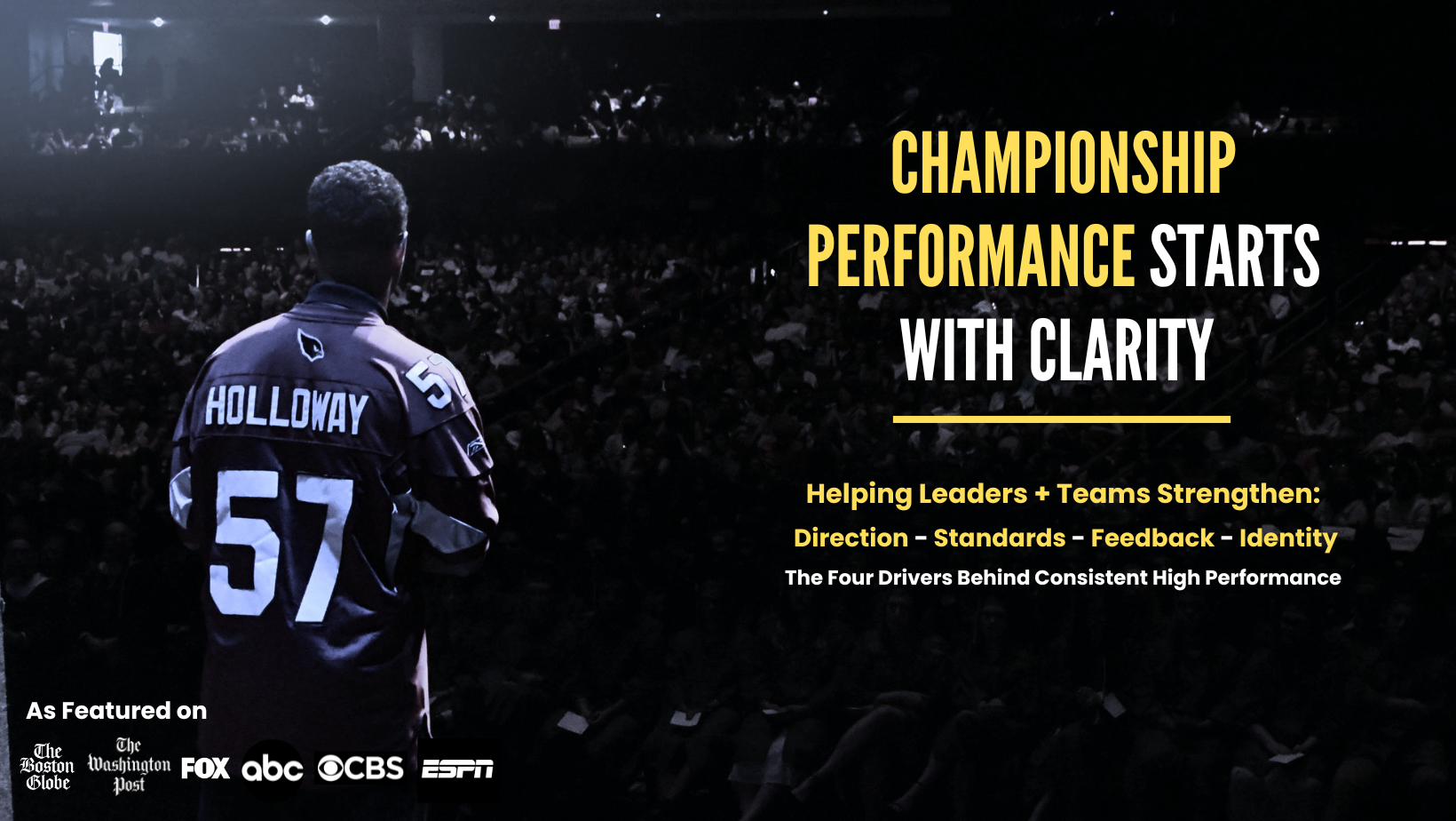 Leadership keynote speaker David Holloway speaking to a large conference audience