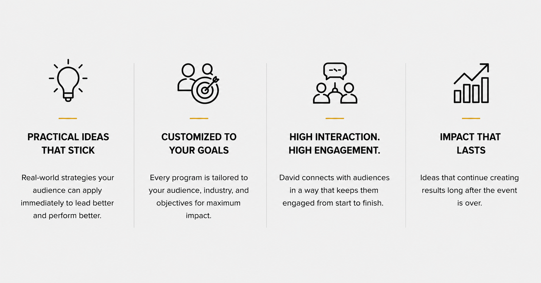 icons showing what its like working with David Holloway