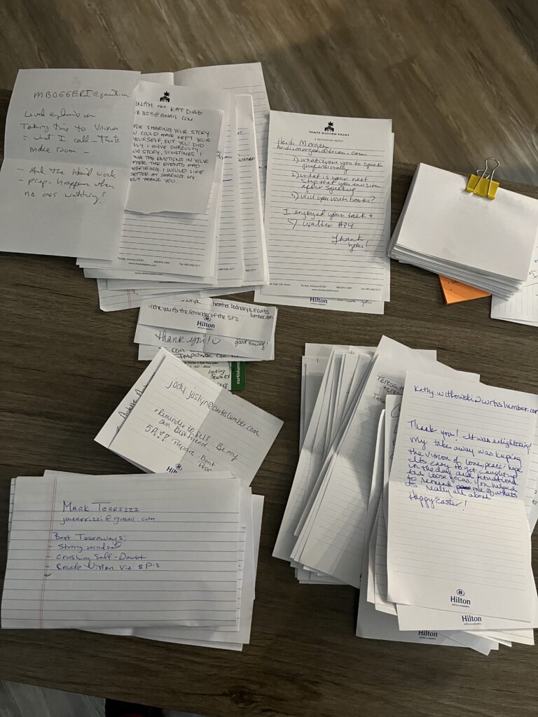 Handwritten notes of praise for David Holloway