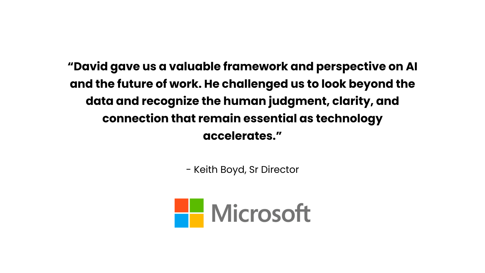 Microsoft Senior director testimonial for David Holloway